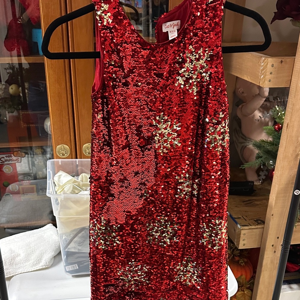 Cat & Jack Red Sequin Kids Formal Dress size 7/8